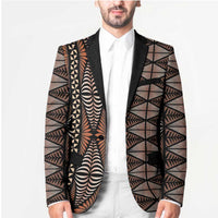 Malo e lelei Tonga Blazer Tongan Ngatu Vintage Brown LT14 - Polynesian Pride