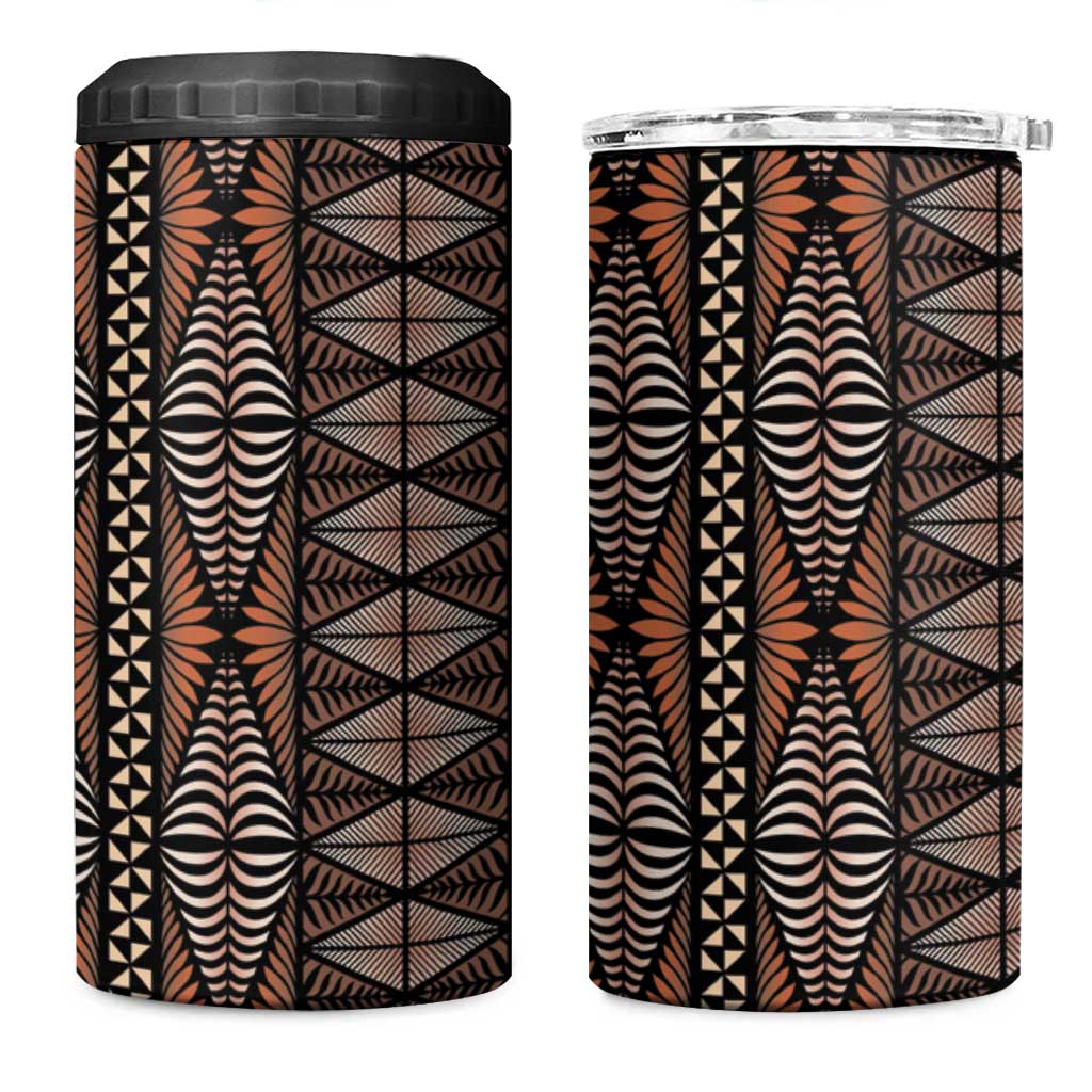 Malo e lelei Tonga 4 in 1 Can Cooler Tumbler Tongan Ngatu Vintage Brown LT14 One Size: 16 oz Brown - Polynesian Pride