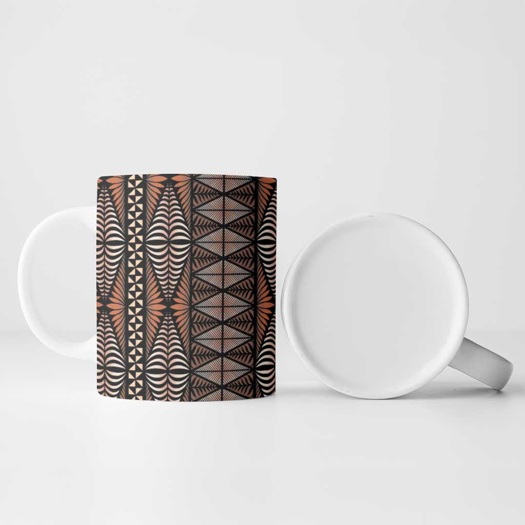 Malo e lelei Tonga Ceramic Mug Tongan Ngatu Vintage Brown LT14 - Polynesian Pride