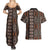 Malo e lelei Tonga Couples Matching Summer Maxi Dress and Hawaiian Shirt Tongan Ngatu Vintage Brown - Polynesian Pride