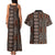 Malo e lelei Tonga Couples Matching Tank Maxi Dress and Hawaiian Shirt Tongan Ngatu Vintage Brown - Polynesian Pride