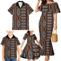 Malo e lelei Tonga Family Matching Mermaid Dress and Hawaiian Shirt Tongan Ngatu Vintage Brown LT14 - Polynesian Pride
