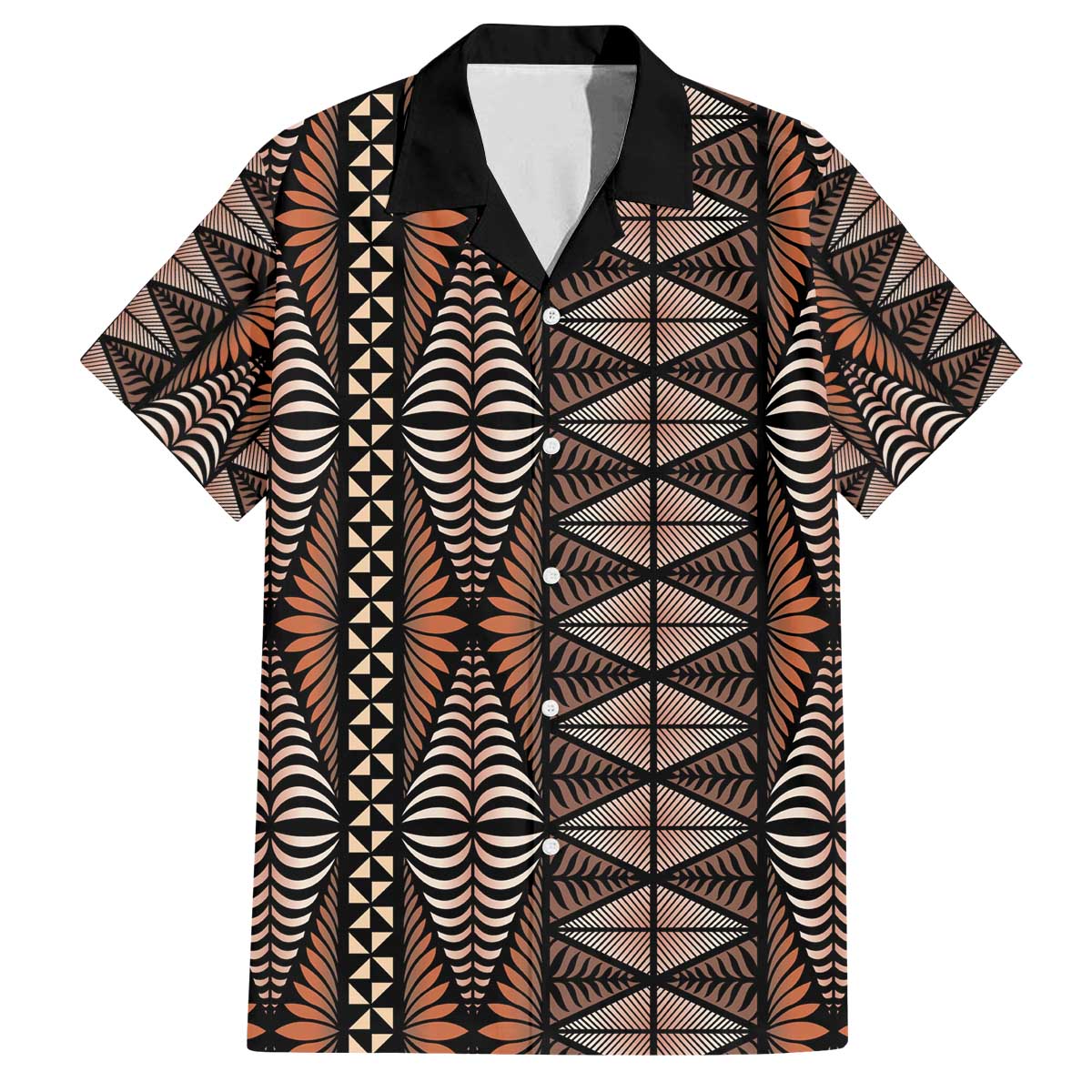 Malo e lelei Tonga Family Matching Off The Shoulder Long Sleeve Dress and Hawaiian Shirt Tongan Ngatu Vintage Brown LT14 Dad's Shirt - Short Sleeve Brown - Polynesian Pride