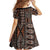 Malo e lelei Tonga Family Matching Off Shoulder Short Dress and Hawaiian Shirt Tongan Ngatu Vintage Brown - Polynesian Pride