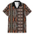 Malo e lelei Tonga Family Matching Off Shoulder Short Dress and Hawaiian Shirt Tongan Ngatu Vintage Brown - Polynesian Pride