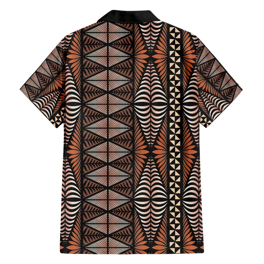 Malo e lelei Tonga Family Matching Off Shoulder Short Dress and Hawaiian Shirt Tongan Ngatu Vintage Brown LT14 - Polynesian Pride