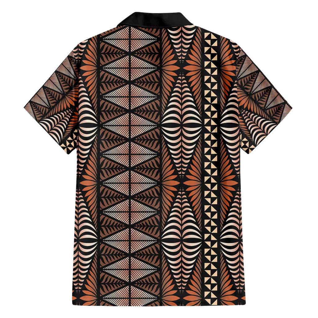 Malo e lelei Tonga Family Matching Short Sleeve Bodycon Dress and Hawaiian Shirt Tongan Ngatu Vintage Brown LT14 - Polynesian Pride