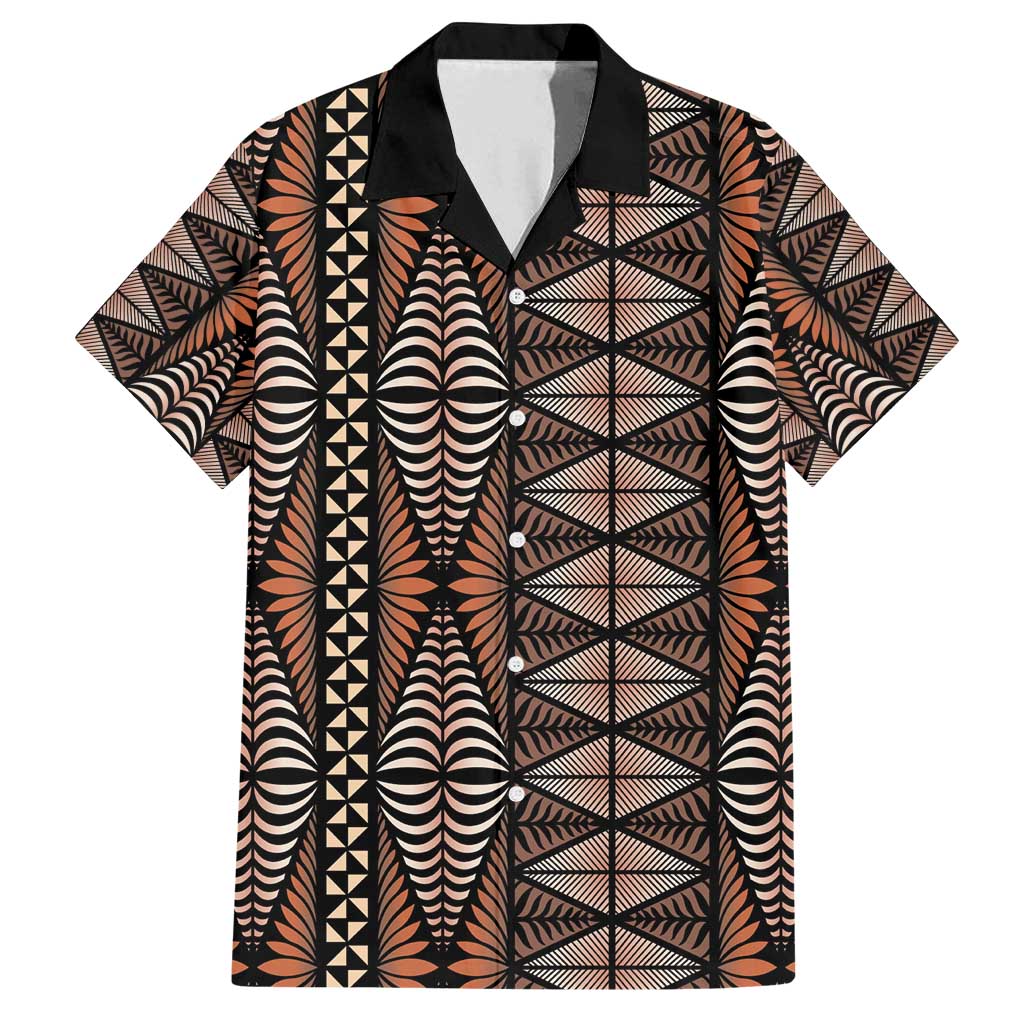 Malo e lelei Tonga Family Matching Tank Maxi Dress and Hawaiian Shirt Tongan Ngatu Vintage Brown LT14 Dad's Shirt - Short Sleeve Brown - Polynesian Pride
