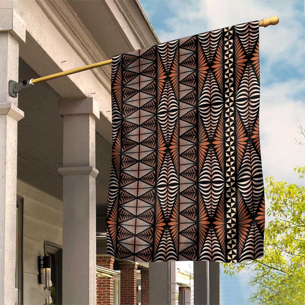 Malo e lelei Tonga Garden Flag Tongan Ngatu Vintage Brown - Polynesian Pride