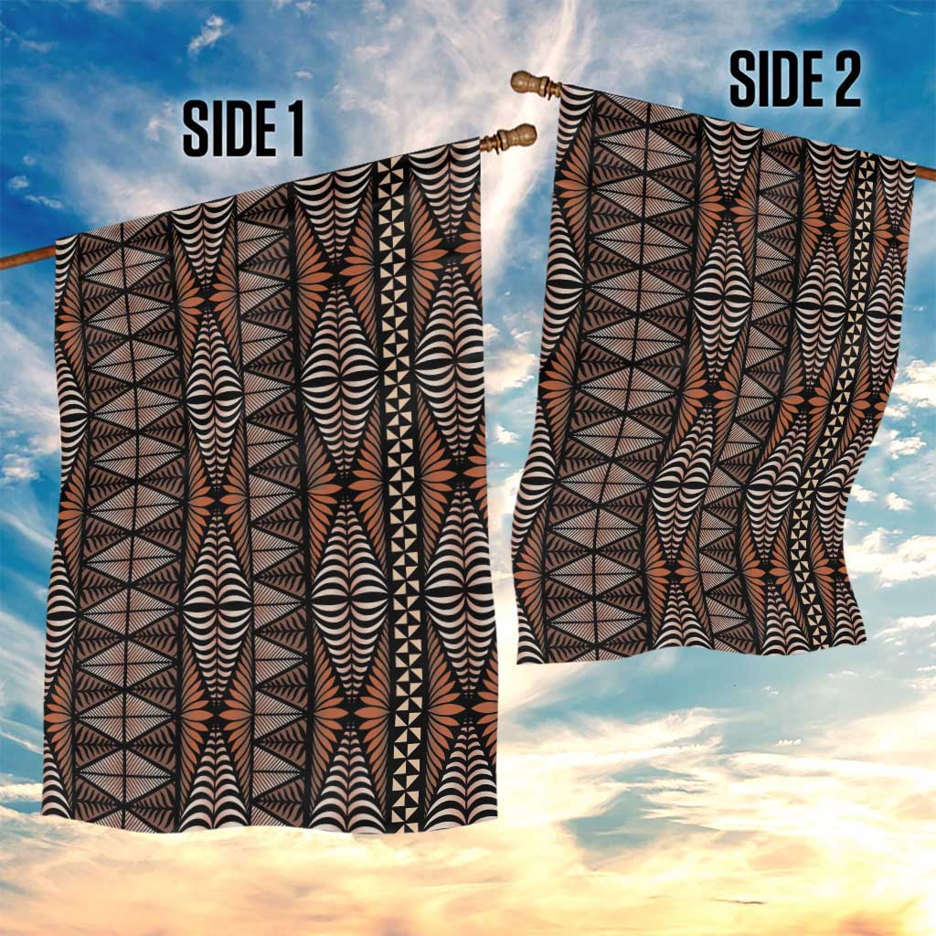 Malo e lelei Tonga Garden Flag Tongan Ngatu Vintage Brown LT14 - Polynesian Pride