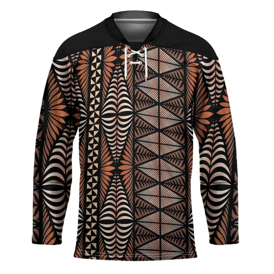 Malo e lelei Tonga Hockey Jersey Tongan Ngatu Vintage Brown - Polynesian Pride