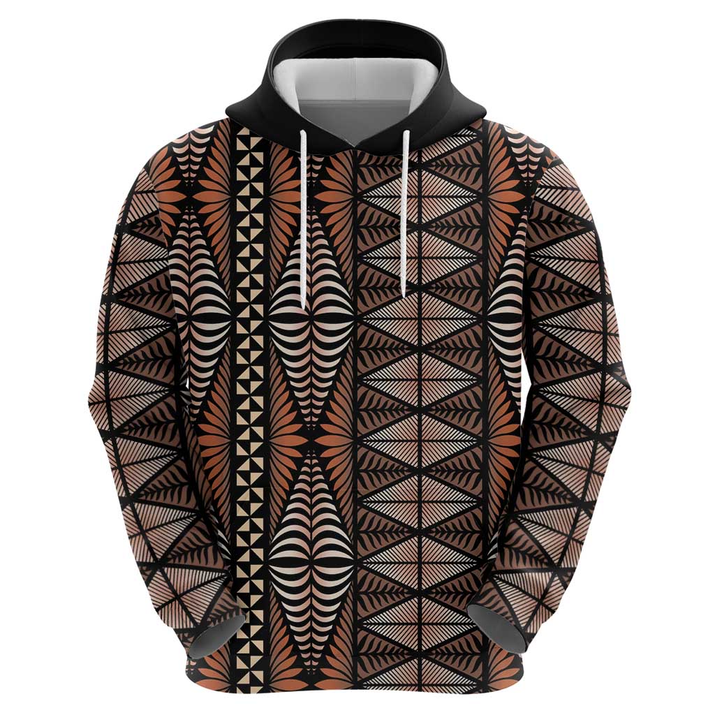 Malo e lelei Tonga Hoodie Tongan Ngatu Vintage Brown - Polynesian Pride