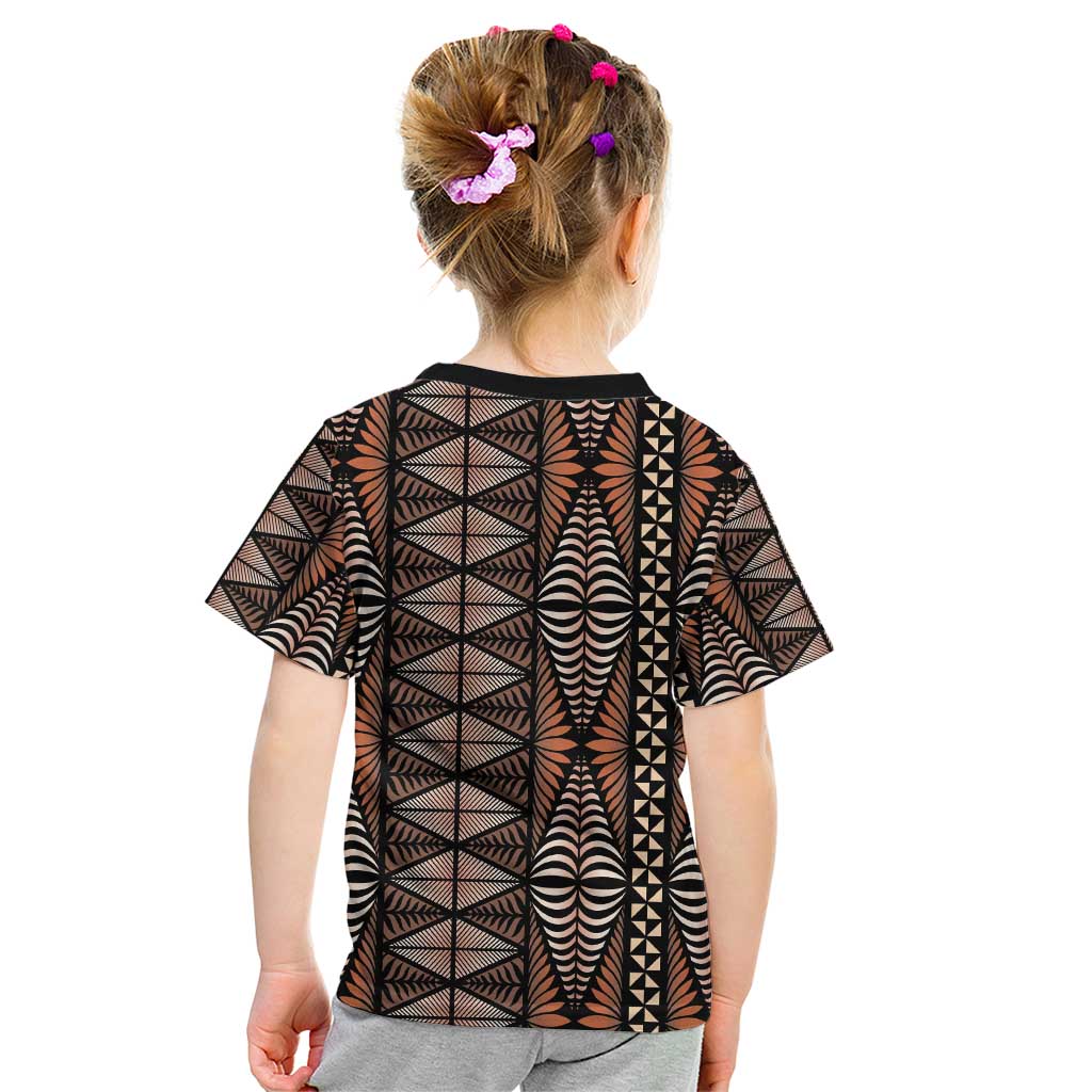 Malo e lelei Tonga Kid T Shirt Tongan Ngatu Vintage Brown - Polynesian Pride
