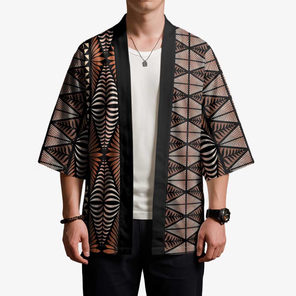 Malo e lelei Tonga Kimono Tongan Ngatu Vintage Brown LT14 - Polynesian Pride
