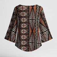 Malo e lelei Tonga Kimono Sleeve Blouse Tongan Ngatu Vintage Brown LT14 - Polynesian Pride