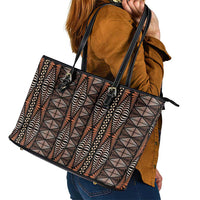 Malo e lelei Tonga Leather Tote Bag Tongan Ngatu Vintage Brown LT14 - Polynesian Pride