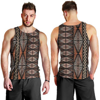 Malo e lelei Tonga Men Tank Top Tongan Ngatu Vintage Brown - Polynesian Pride
