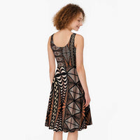 Malo e lelei Tonga Midi Dress Tongan Ngatu Vintage Brown LT14 - Polynesian Pride