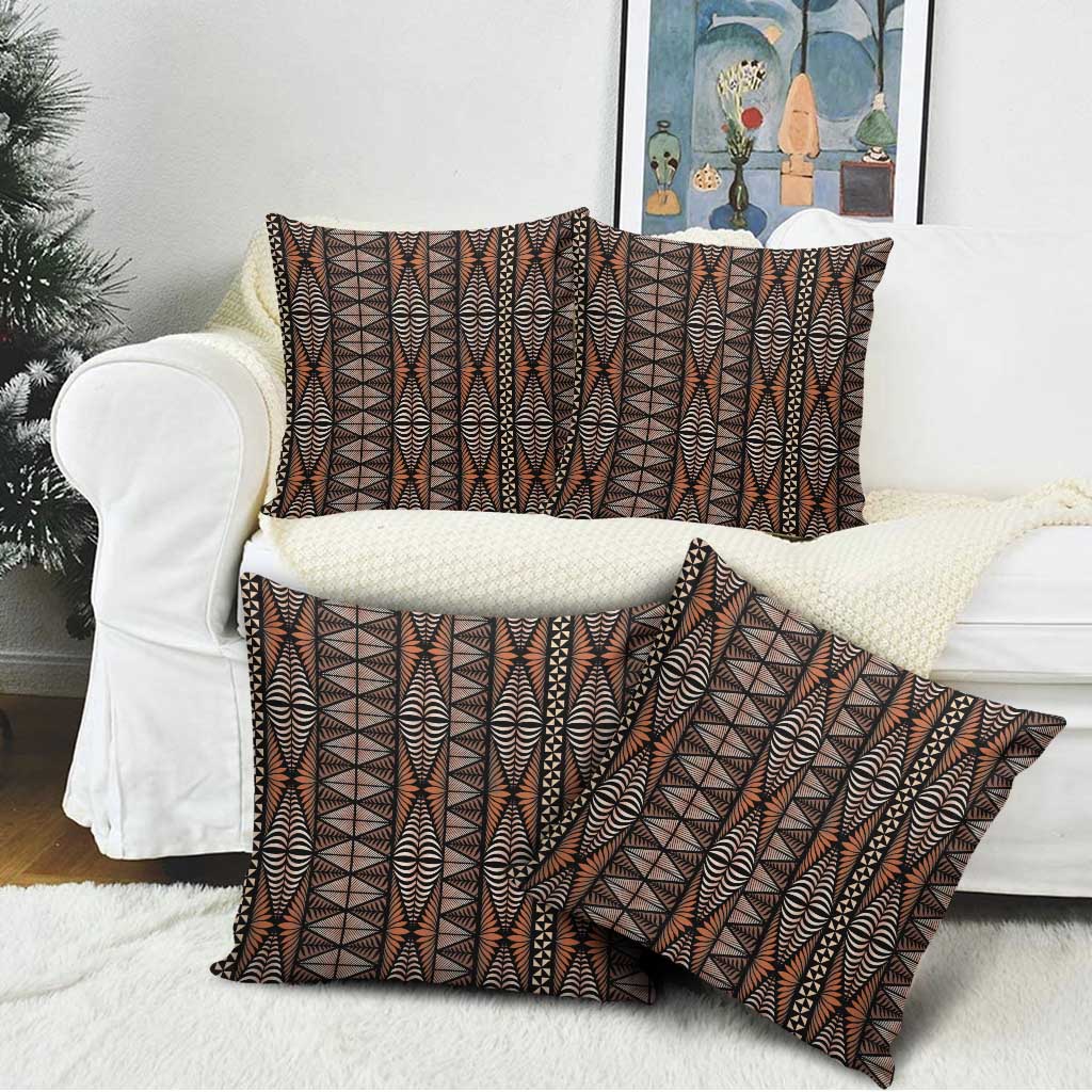 Malo e lelei Tonga Pillow Cover Tongan Ngatu Vintage Brown LT14 - Polynesian Pride