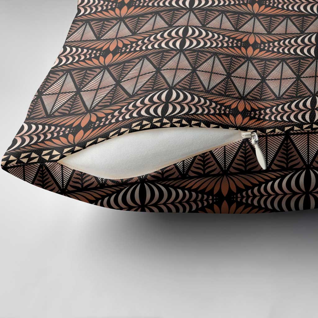 Malo e lelei Tonga Pillow Cover Tongan Ngatu Vintage Brown LT14 - Polynesian Pride