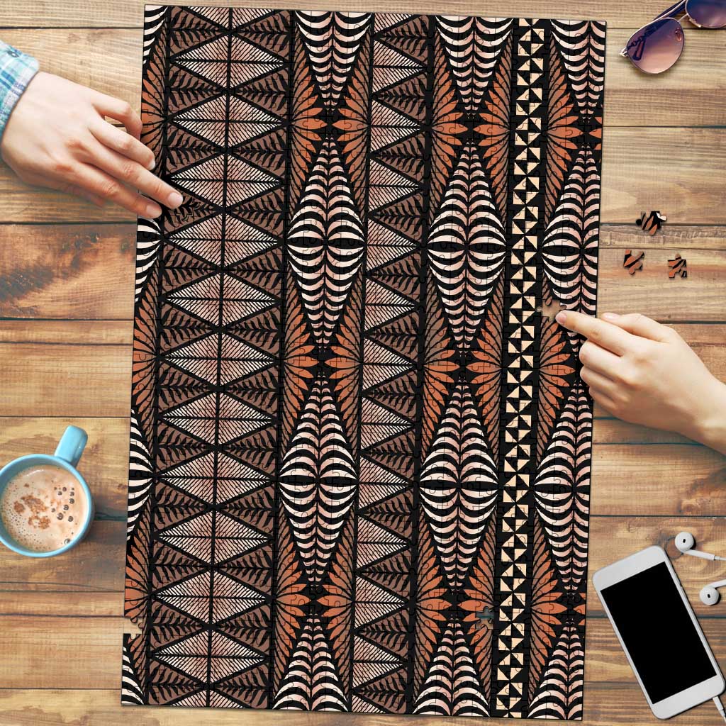 Malo e lelei Tonga Puzzle Tongan Ngatu Vintage Brown LT14 Brown - Polynesian Pride