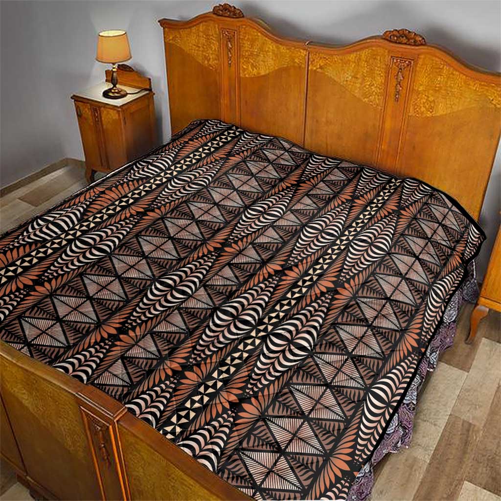 Malo e lelei Tonga Quilt Tongan Ngatu Vintage Brown LT14 - Polynesian Pride