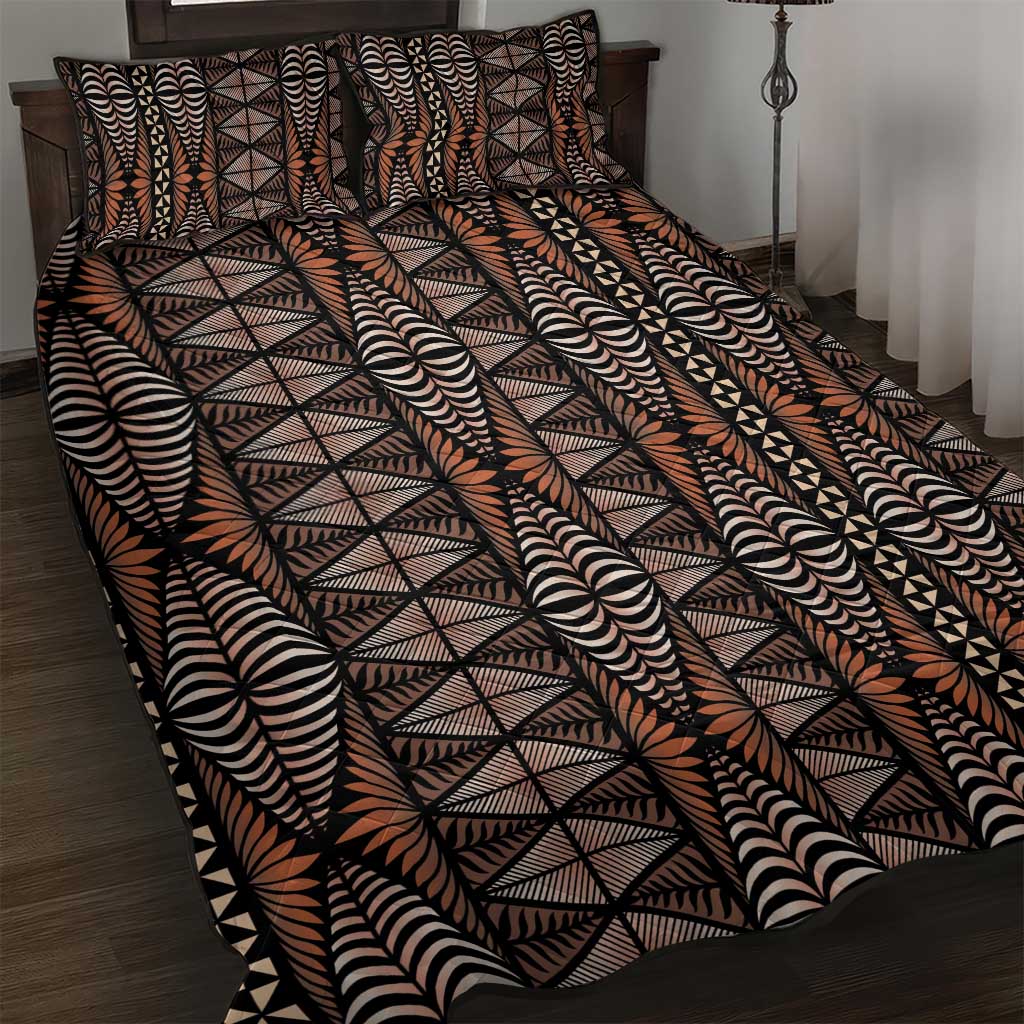 Malo e lelei Tonga Quilt Bed Set Tongan Ngatu Vintage Brown - Polynesian Pride
