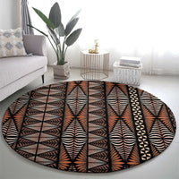 Malo e lelei Tonga Round Carpet Tongan Ngatu Vintage Brown LT14 - Polynesian Pride