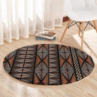 Malo e lelei Tonga Round Carpet Tongan Ngatu Vintage Brown LT14 - Polynesian Pride