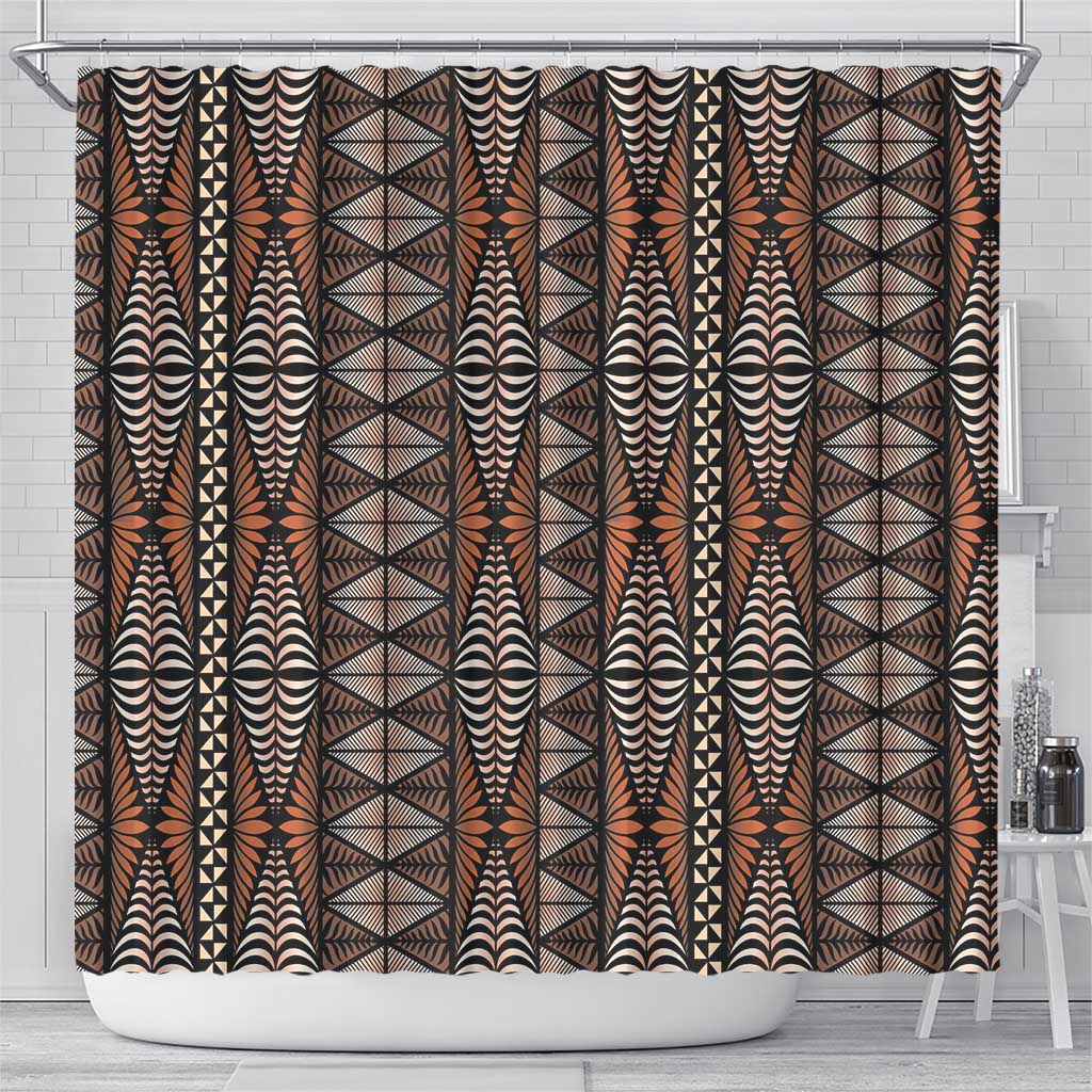 Malo e lelei Tonga Shower Curtain Tongan Ngatu Vintage Brown LT14 - Polynesian Pride