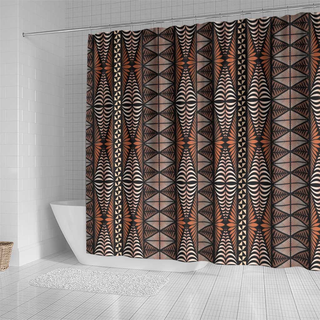 Malo e lelei Tonga Shower Curtain Tongan Ngatu Vintage Brown LT14 - Polynesian Pride