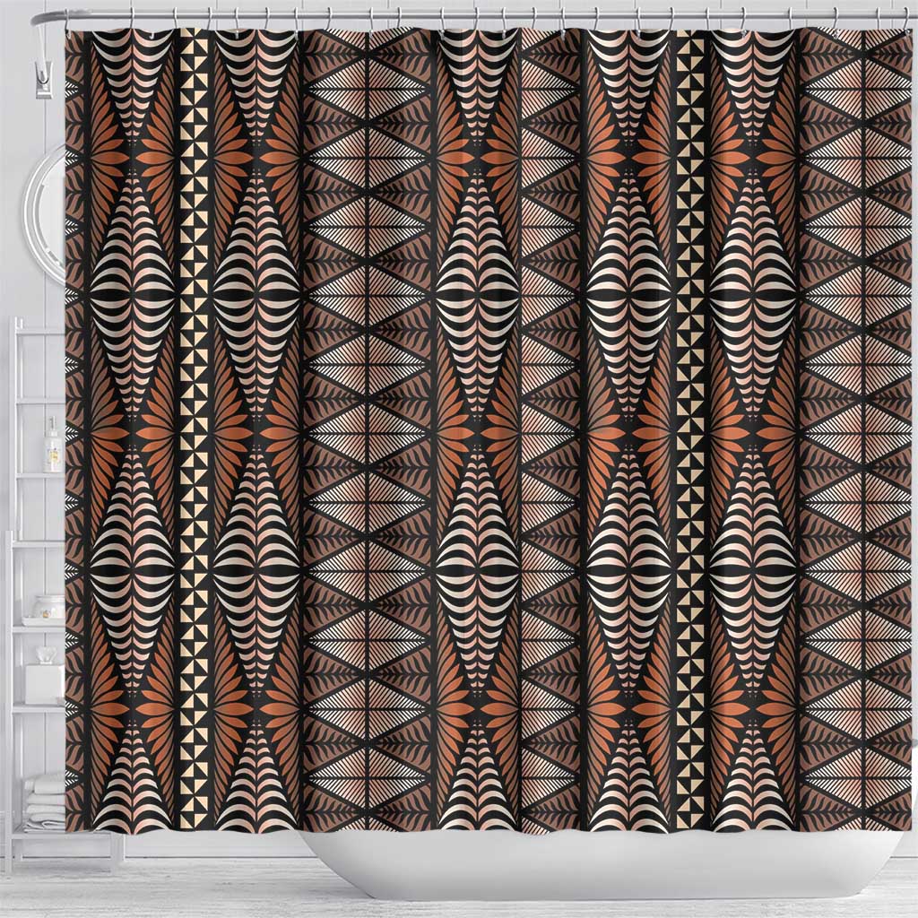 Malo e lelei Tonga Shower Curtain Tongan Ngatu Vintage Brown LT14 - Polynesian Pride
