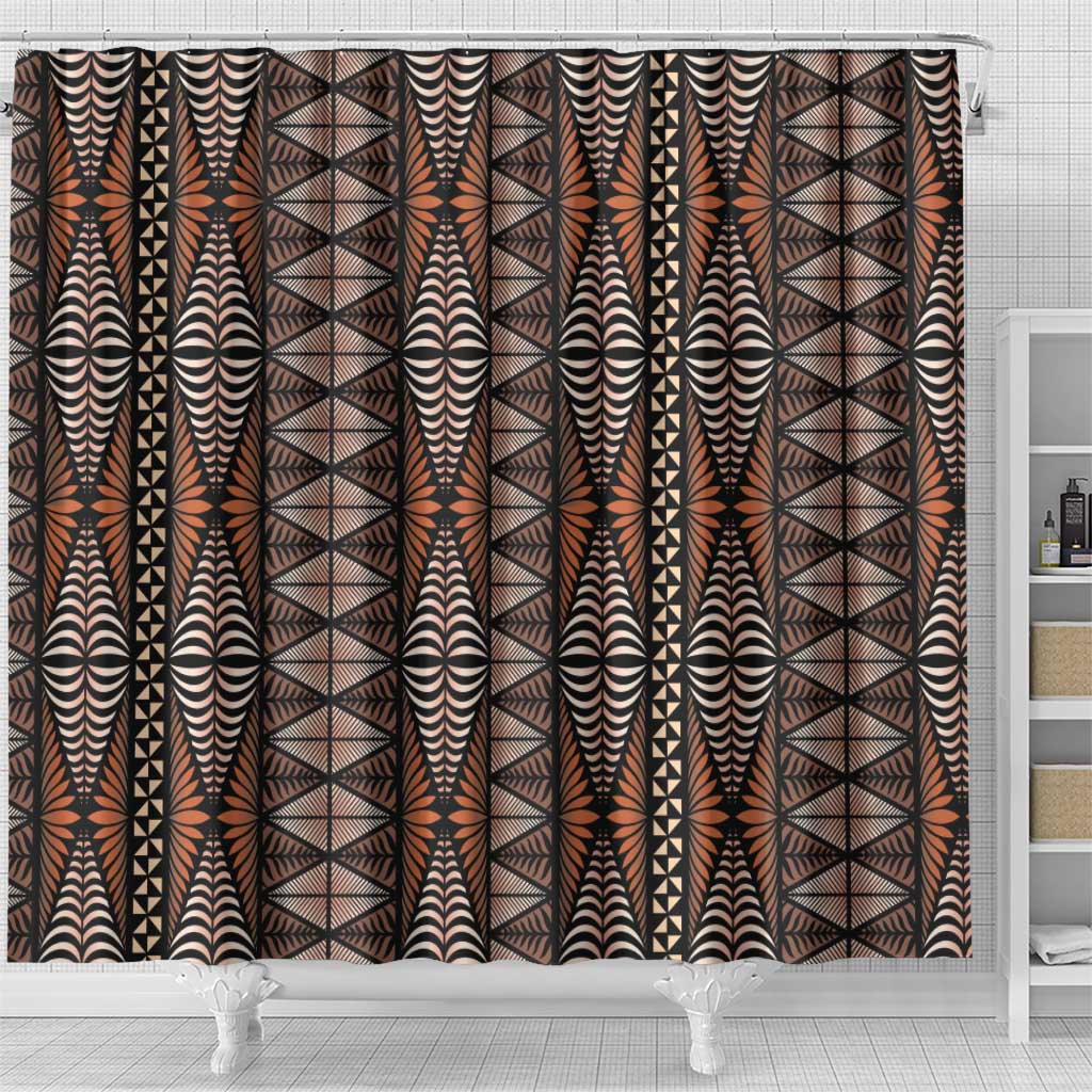 Malo e lelei Tonga Shower Curtain Tongan Ngatu Vintage Brown LT14 - Polynesian Pride