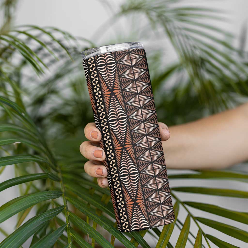 Malo e lelei Tonga Skinny Tumbler Tongan Ngatu Vintage Brown LT14 - Polynesian Pride