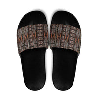 Malo e lelei Tonga Slide Sandals Tongan Ngatu Vintage Brown LT14 Brown - Polynesian Pride