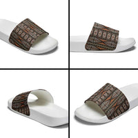 Malo e lelei Tonga Slide Sandals Tongan Ngatu Vintage Brown LT14 - Polynesian Pride