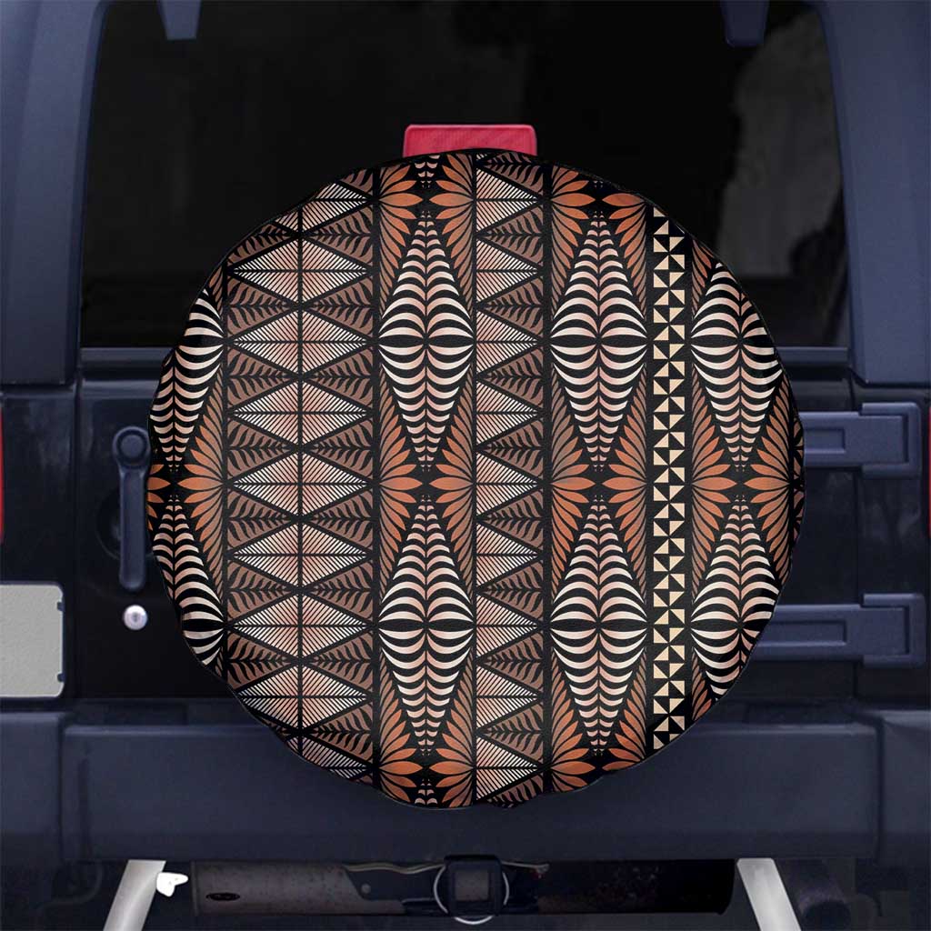 Malo e lelei Tonga Spare Tire Cover Tongan Ngatu Vintage Brown LT14 No hole Brown - Polynesian Pride