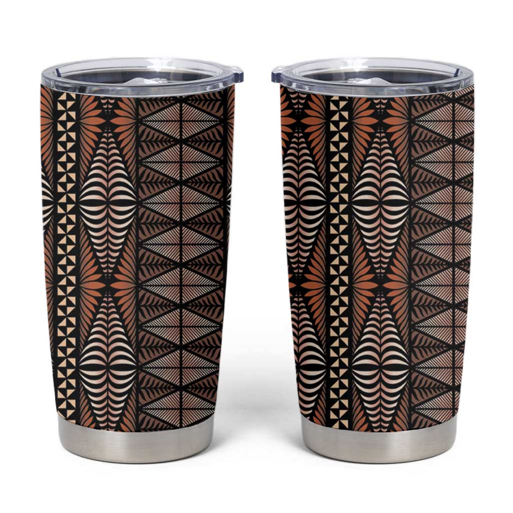 Malo e lelei Tonga Tumbler Cup Tongan Ngatu Vintage Brown LT14 Brown - Polynesian Pride