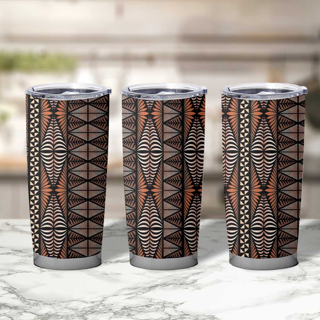 Malo e lelei Tonga Tumbler Cup Tongan Ngatu Vintage Brown LT14 - Polynesian Pride