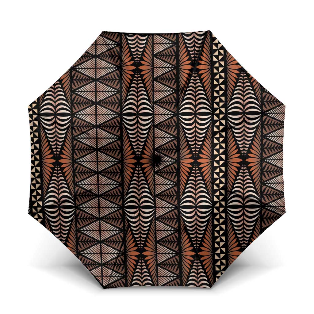 Malo e lelei Tonga Umbrella Tongan Ngatu Vintage Brown LT14 One Size Folded 11.42 inch Opened Diameter 37.4 inch Brown - Polynesian Pride