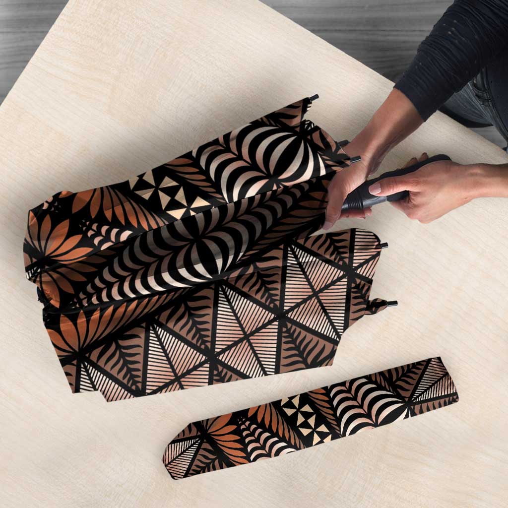 Malo e lelei Tonga Umbrella Tongan Ngatu Vintage Brown LT14 - Polynesian Pride