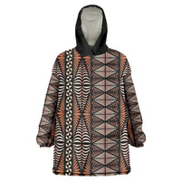 Malo e lelei Tonga Wearable Blanket Hoodie Tongan Ngatu Vintage Brown LT14 One Size Brown - Polynesian Pride