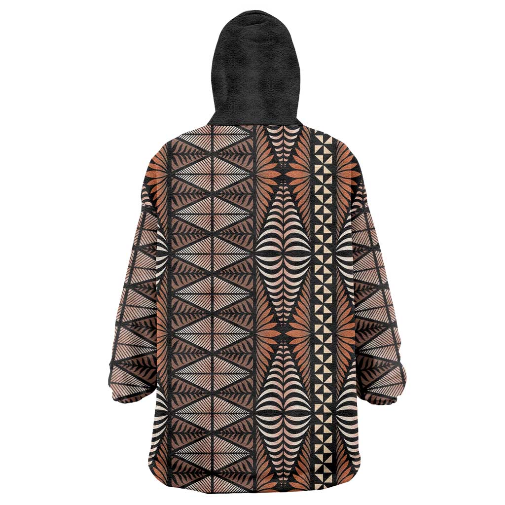 Malo e lelei Tonga Wearable Blanket Hoodie Tongan Ngatu Vintage Brown LT14 - Polynesian Pride