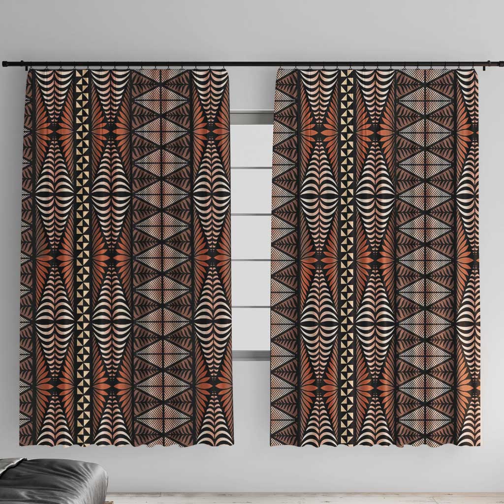 Malo e lelei Tonga Window Curtain Tongan Ngatu Vintage Brown - Polynesian Pride