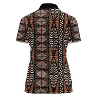 Malo e lelei Tonga Women Polo Shirt Tongan Ngatu Vintage Brown LT14 - Polynesian Pride