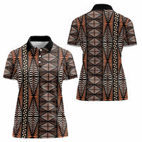 Malo e lelei Tonga Women Polo Shirt Tongan Ngatu Vintage Brown LT14 - Polynesian Pride