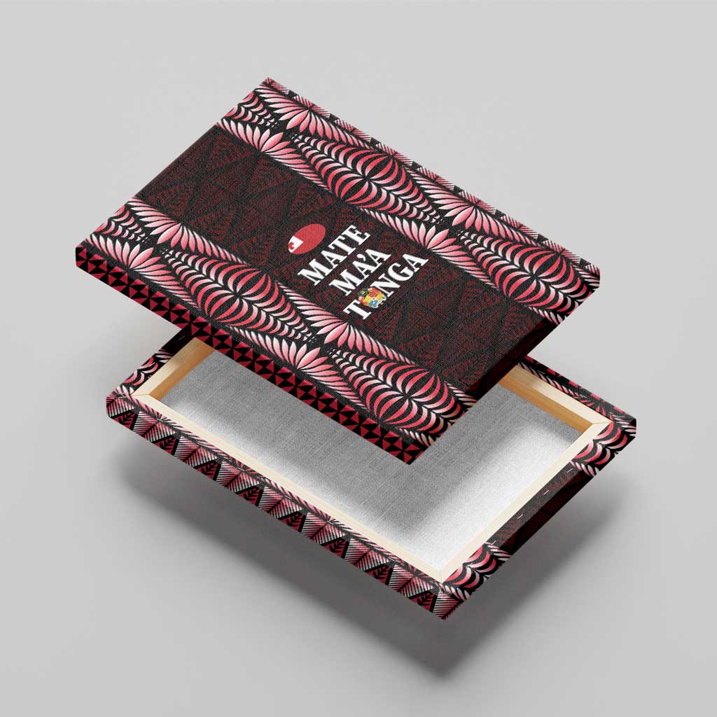 Tonga Rugby Canvas Wall Art 2025 Mate Maa Tonga Ngatu Motif - Polynesian Pride