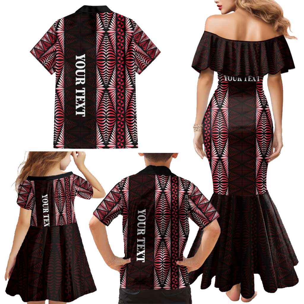 Tonga Rugby Personalised Family Matching Mermaid Dress and Hawaiian Shirt 2025 Mate Maa Tonga Ngatu Motif LT14 - Polynesian Pride