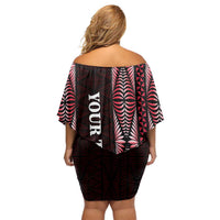 Tonga Rugby Personalised Family Matching Off Shoulder Short Dress and Hawaiian Shirt 2025 Mate Maa Tonga Ngatu Motif LT14 - Polynesian Pride