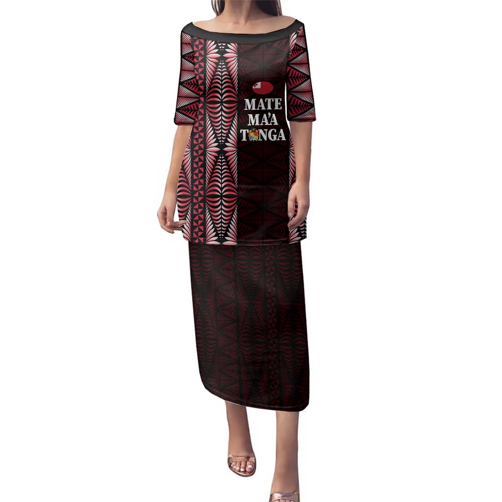 Tonga Rugby Personalised Family Matching Puletasi and Hawaiian Shirt 2025 Mate Maa Tonga Ngatu Motif - Polynesian Pride